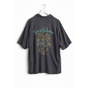 Tommy Bahama %100 Silk Shirt Mens Hawaiian Paradise Island Life is a Beach Sz L